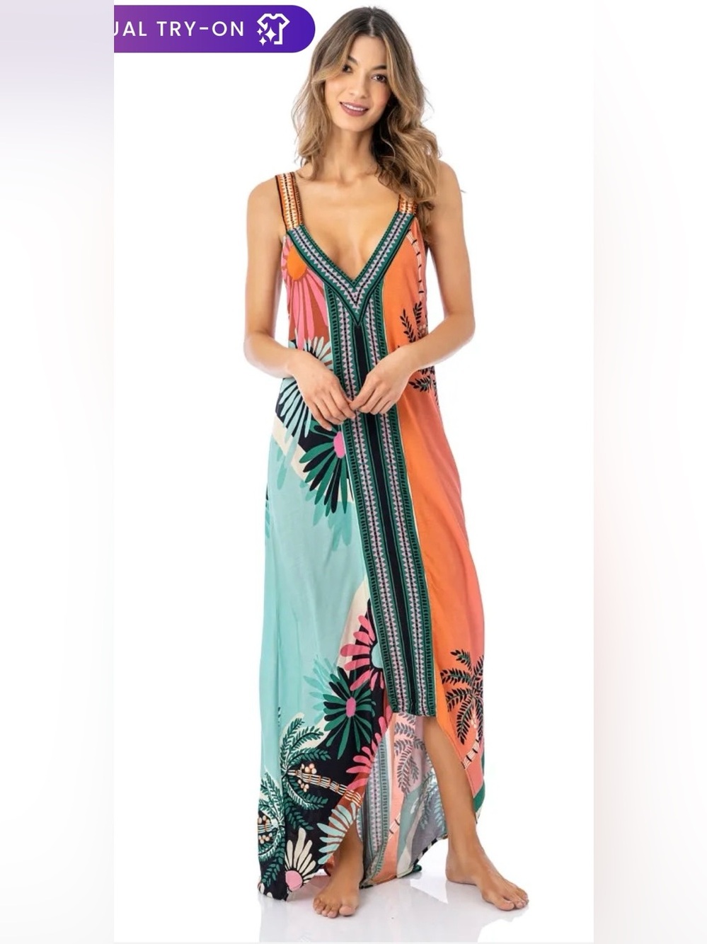 Maaji Floral Maxi Dress in Blue & Coral